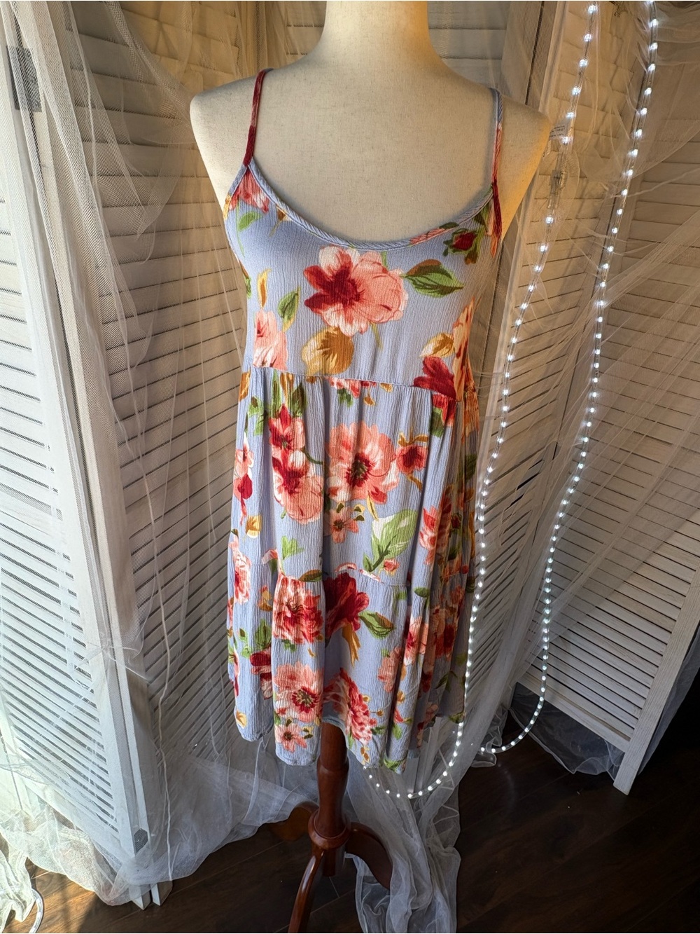 Chris & Carol Light Blue Floral Backless Sundress